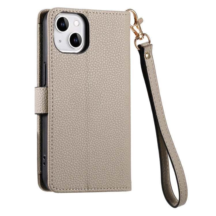 For iPhone 12 / 12 Pro Love Zipper Lanyard Leather Phone Case(Gray)