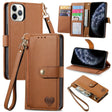 For iPhone 11 Pro Love Zipper Lanyard Leather Phone Case(Brown) - free shipping - PMC TechLife - Order now!