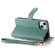 For iPhone 7 / 8 / SE 2022 Love Zipper Lanyard Leather Phone Case(Green)