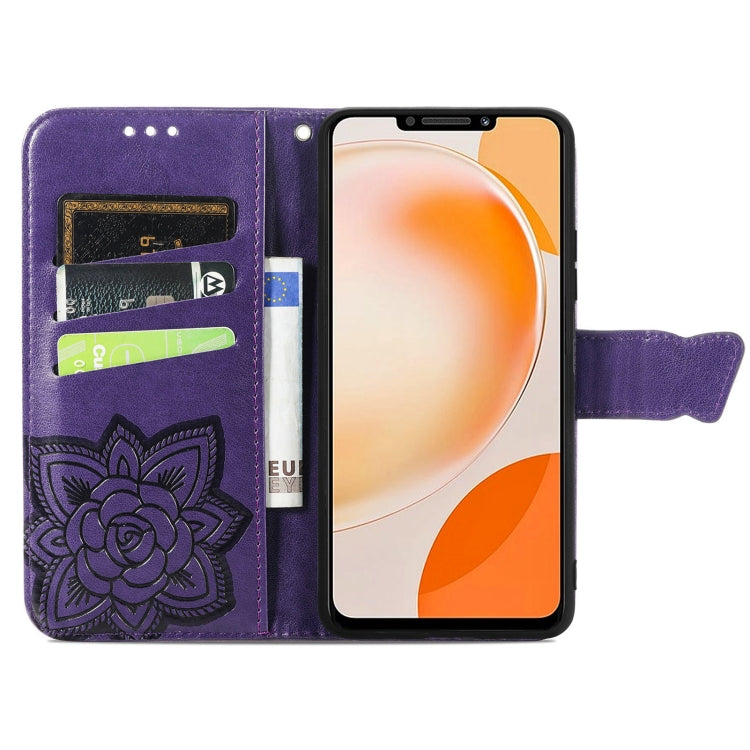 For Huawei Nova Y91 Butterfly Love Flower Embossed Leather Phone Case(Dark Purple) - free shipping - PMC TechLife - Order now!
