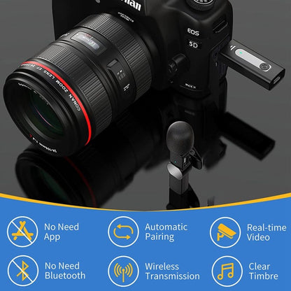 One by Two Lavalier Wireless Noise Reduction Microphone for Phone /  Camera / Laptop / MacBook with 3.5mm Receiver - free shipping - PMC Jewellery - Order now!