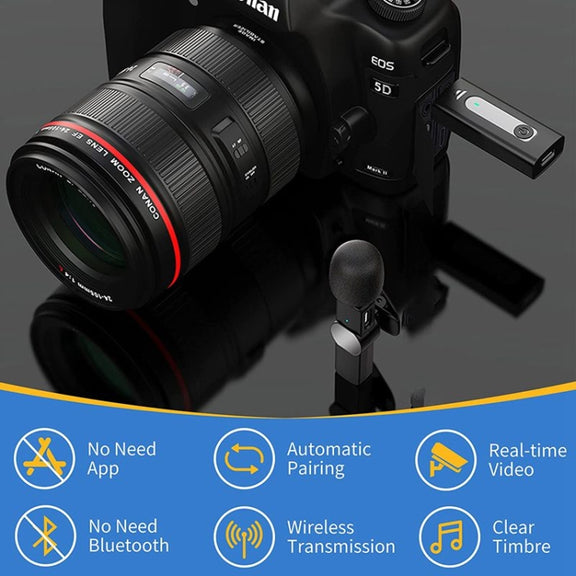 One by Two Lavalier Wireless Noise Reduction Microphone for Phone /  Camera / Laptop / MacBook with 3.5mm Receiver