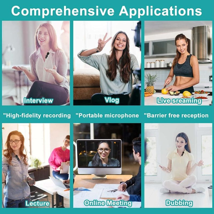 One by Two Lavalier Wireless Noise Reduction Microphone for Phone /  Camera / Laptop / MacBook with 3.5mm Receiver - free shipping - PMC TechLife - Order now!