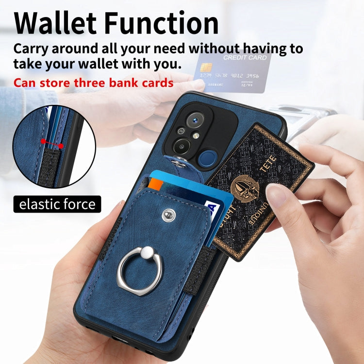 For Redmi Note 12 4G Retro Skin-feel Ring Card Wallet Phone Case(Brown)