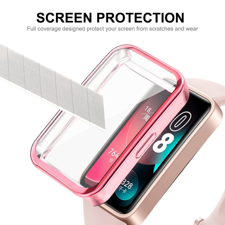 For Huawei Band 8 ENKAY Hat-Prince Full Coverage Electroplated Soft TPU Watch Case with Screen Protection(Silver) - Watch Cases by ENKAY | Online Shopping South Africa | PMC TechLife