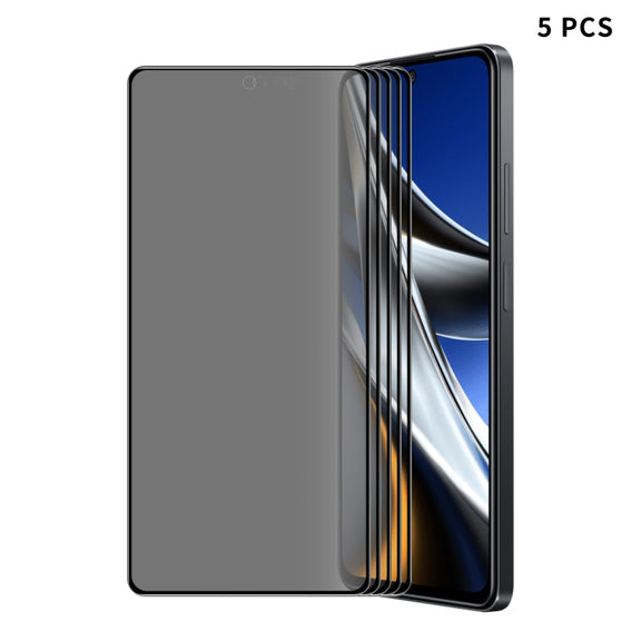For Xiaomi Poco F5 Pro 5pcs ENKAY 28 Dedgree Anti-peeping Tempered Glass Full Screen Film