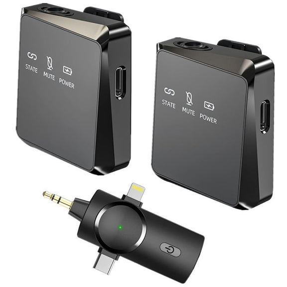 One by Two 3 in 1 Mini Wireless Lavalier Microphone for iPhone / iPad / Android / PC Camera