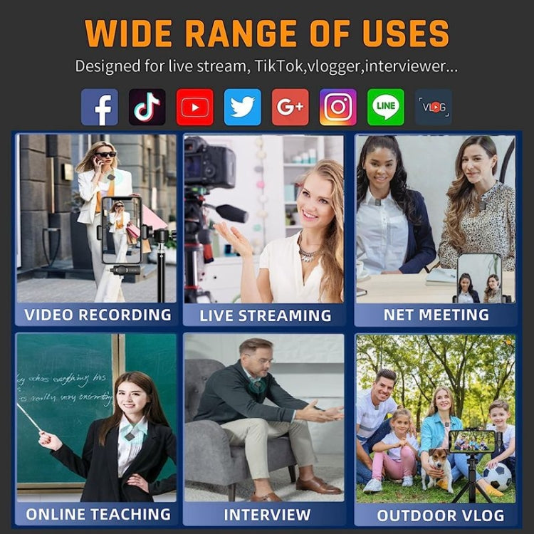 One by Two 3 in 1 Mini Wireless Lavalier Microphone for iPhone / iPad / Android / PC Camera