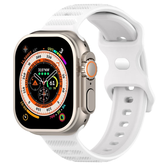For Apple Watch 7 41mm Reverse Buckle Dot Texture Silicone Watch Band(White)