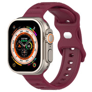 For Apple Watch 7 41mm Reverse Buckle Dot Texture Silicone Watch Band(Wine Red)