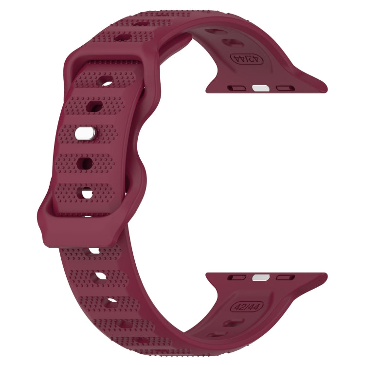 For Apple Watch SE 2022 44mm Reverse Buckle Dot Texture Silicone Watch Band(Wine Red) - Watch Bands by PMC TechLife | Online Shopping South Africa | PMC TechLife