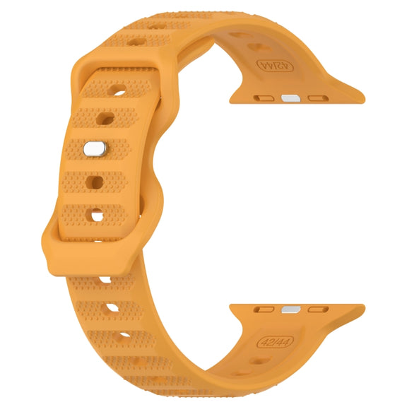 For Apple Watch 6 44mm Reverse Buckle Dot Texture Silicone Watch Band(Yellow)
