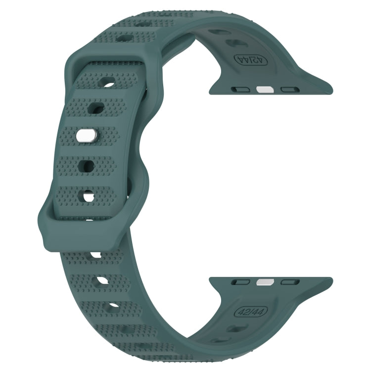 For Apple Watch 5 44mm Reverse Buckle Dot Texture Silicone Watch Band(Olive Green)