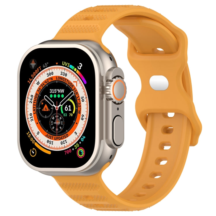 For Apple Watch 5 40mm Reverse Buckle Dot Texture Silicone Watch Band(Yellow) - Watch Bands by PMC TechLife | Online Shopping South Africa | PMC TechLife