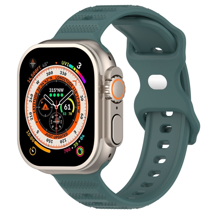 For Apple Watch 4 44mm Reverse Buckle Dot Texture Silicone Watch Band(Olive Green) - Watch Bands by PMC TechLife | Online Shopping South Africa | PMC TechLife