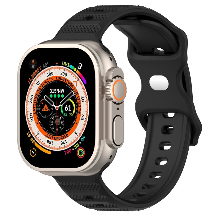 For Apple Watch 4 44mm Reverse Buckle Dot Texture Silicone Watch Band(Black)