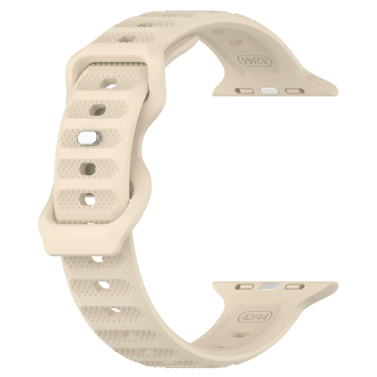 For Apple Watch 4 44mm Reverse Buckle Dot Texture Silicone Watch Band(Khaki) - Watch Bands by PMC TechLife | Online Shopping South Africa | PMC TechLife
