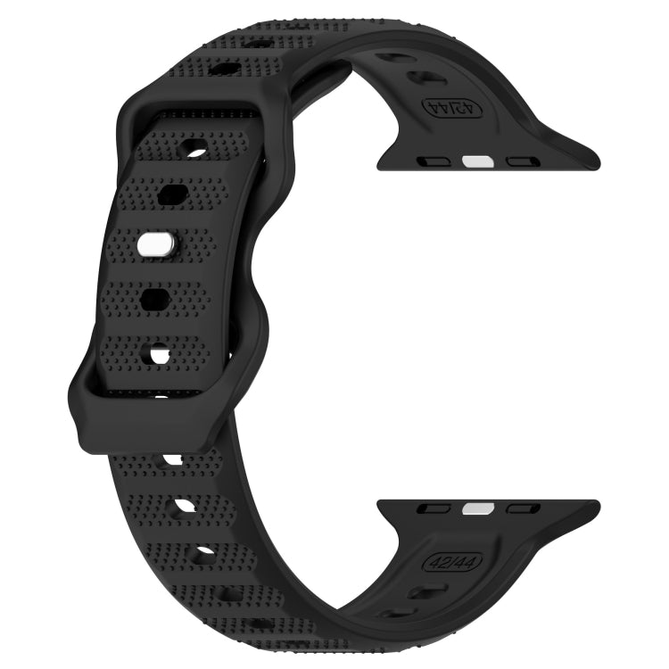 For Apple Watch 3 42mm Reverse Buckle Dot Texture Silicone Watch Band(Black) - Watch Bands by PMC TechLife | Online Shopping South Africa | PMC TechLife