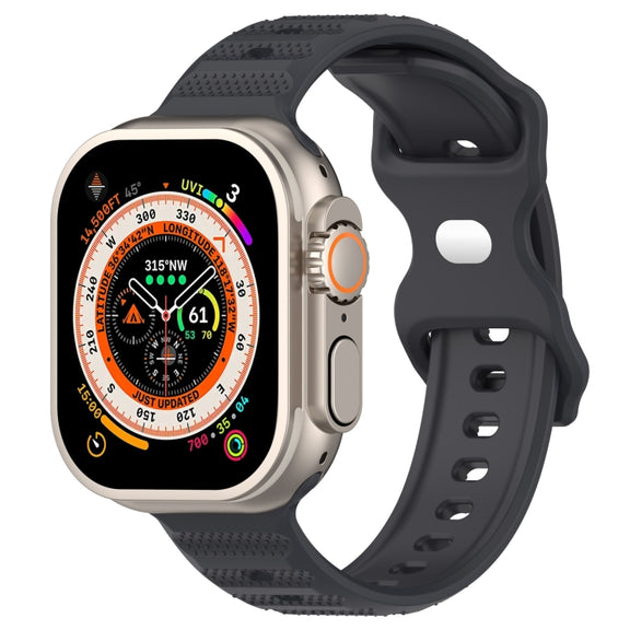 For Apple Watch 3 38mm Reverse Buckle Dot Texture Silicone Watch Band(Dark Gray)