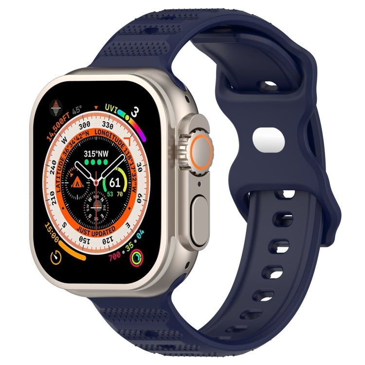 For Apple Watch 42mm Reverse Buckle Dot Texture Silicone Watch Band(Midnight Blue) - Watch Bands by PMC TechLife | Online Shopping South Africa | PMC TechLife