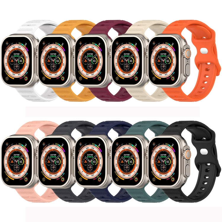 For Apple Watch 6 44mm Reverse Buckle Dot Texture Silicone Watch Band(Yellow)