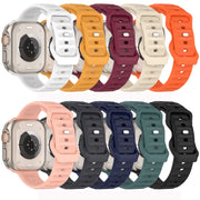 For Apple Watch 7 41mm Reverse Buckle Dot Texture Silicone Watch Band(Midnight Blue)