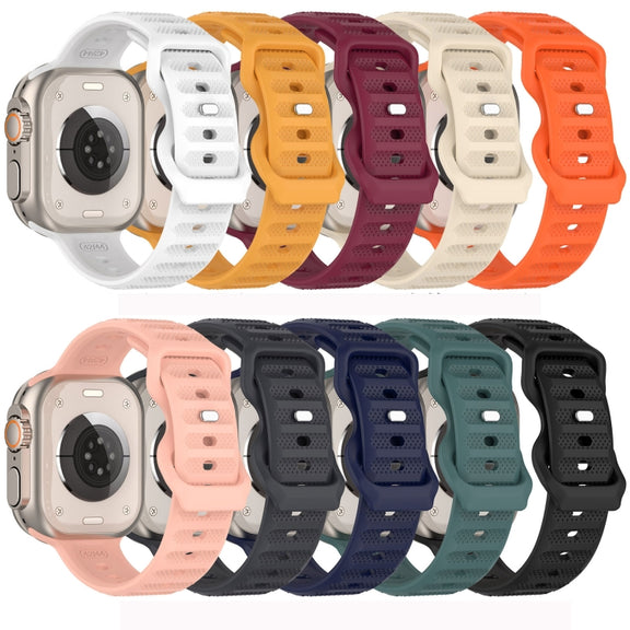 For Apple Watch 7 41mm Reverse Buckle Dot Texture Silicone Watch Band(Midnight Blue)