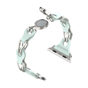 For Apple Watch 2 38mm Hollow Leather Chain Magnetic Buckle Watch Band(Blue)