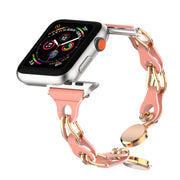 For Apple Watch 42mm Hollow Leather Chain Magnetic Buckle Watch Band(Red)