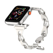 For Apple Watch 38mm Hollow Leather Chain Magnetic Buckle Watch Band(White)