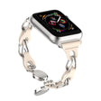 For Apple Watch 38mm Hollow Leather Chain Magnetic Buckle Watch Band(Starlight Color) - Watch Bands by PMC TechLife | Online Shopping South Africa | PMC TechLife