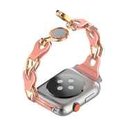 For Apple Watch 4 40mm Hollow Leather Chain Magnetic Buckle Watch Band(Red)