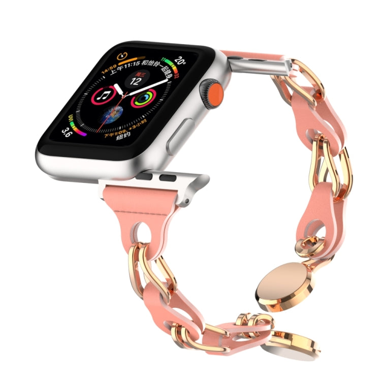 For Apple Watch 6 40mm Hollow Leather Chain Magnetic Buckle Watch Band(Red)