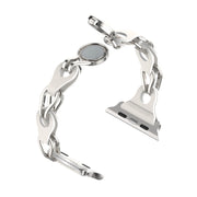 For Apple Watch 7 45mm Hollow Leather Chain Magnetic Buckle Watch Band(White)