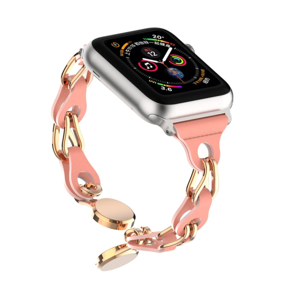 For Apple Watch 8 41mm Hollow Leather Chain Magnetic Buckle Watch Band(Red)
