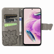 For Xiaomi Redmi Note 12S Butterfly Love Flower Embossed Leather Phone Case(Gray)