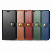 For  iPhone 15 Pro Retro Solid Color Buckle Leather Phone Case(Blue)