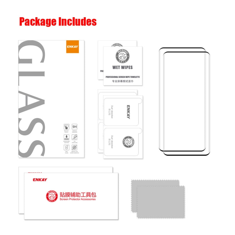 For Honor 90 2pcs ENKAY Hat-Prince Hot Bending Full Coverage Side Glue Tempered Glass Film