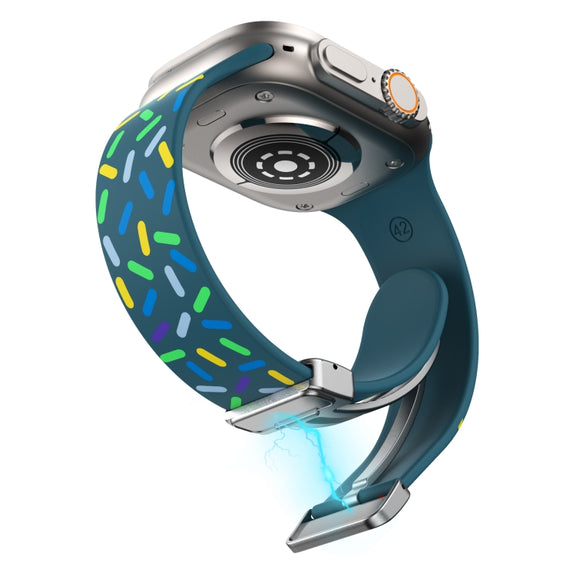 For Apple Watch SE 2022 40mm Rainbow Dots Silicone Magnetic Buckle Watch Band(Blue)