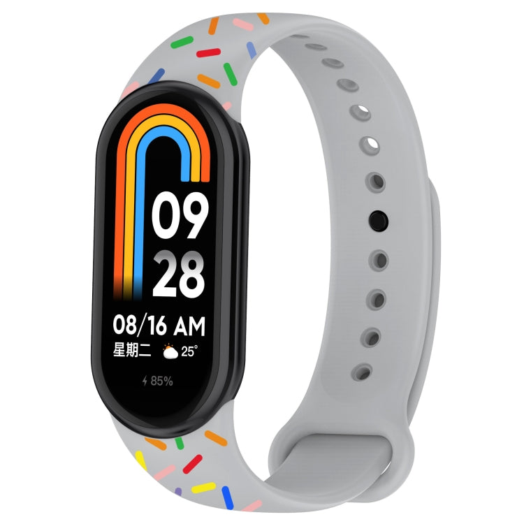 For Xiaomi Band 8 Sports Rainbow Dots Silicone Buckle Watch Band(Gray) - Watch Bands by PMC TechLife | Online Shopping South Africa | PMC TechLife | Buy Now Pay Later Mobicred