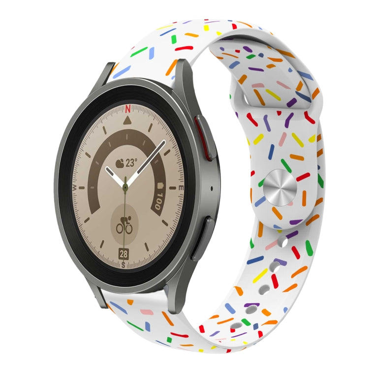 For Samsung Galaxy Watch 5 40 / 44mm Sports Rainbow Dots Silicone Buckle Watch Band(White) - Watch Bands by PMC TechLife | Online Shopping South Africa | PMC TechLife