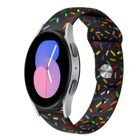For Samsung Galaxy Watch 42mm Sports Rainbow Dots Silicone Buckle Watch Band(Black)