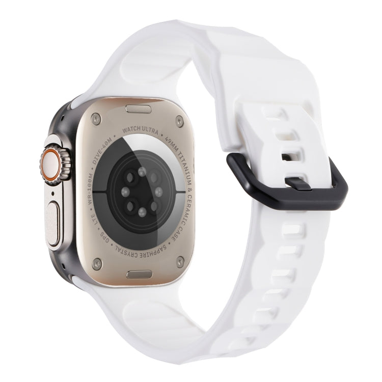 For Apple Watch Ultra 49mm Ripple Silicone Sports Watch Band(White) - Watch Bands by PMC TechLife | Online Shopping South Africa | PMC TechLife