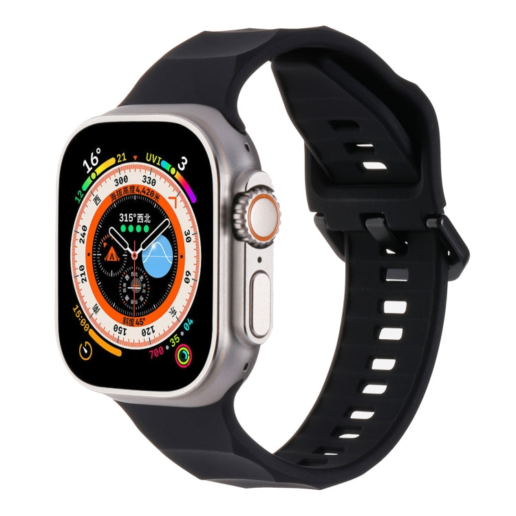 For Apple Watch Ultra 49mm Ripple Silicone Sports Watch Band(Black) - Watch Bands by PMC TechLife | Online Shopping South Africa | PMC TechLife