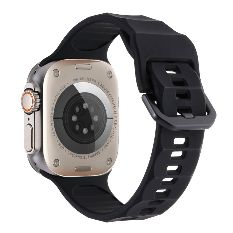 For Apple Watch 8 45mm Ripple Silicone Sports Watch Band(Black)