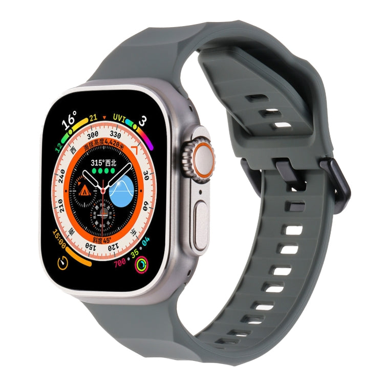 For Apple Watch 8 45mm Ripple Silicone Sports Watch Band(Dark Grey) - Watch Bands by PMC TechLife | Online Shopping South Africa | PMC TechLife