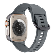 For Apple Watch 8 45mm Ripple Silicone Sports Watch Band(Dark Grey)