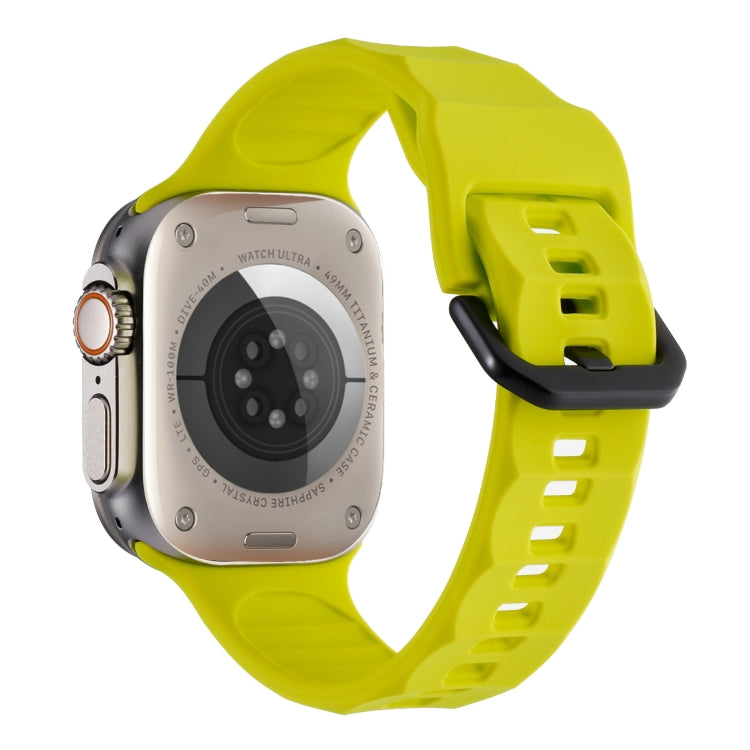 For Apple Watch 8 45mm Ripple Silicone Sports Watch Band(Fluorescent Green) - Watch Bands by PMC TechLife | Online Shopping South Africa | PMC TechLife