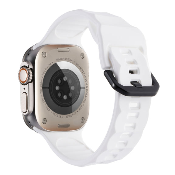 For Apple Watch SE 2022 44mm Ripple Silicone Sports Watch Band(White)