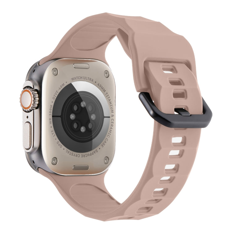For Apple Watch SE 2022 44mm Ripple Silicone Sports Watch Band(Pink) - Watch Bands by PMC TechLife | Online Shopping South Africa | PMC TechLife